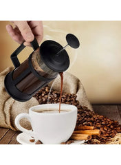 French Press Coffee and Tea Maker Black 600 ML – Borosilicate Glass & Stainless Steel Brewer