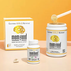 California Gold Nutrition MEM Food® – دعم الذاكرة والإدراك مع إل-سيرين، عرف الأسد، والتوت الأزرق – مسحوق و60 كيسًا