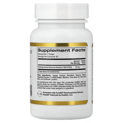 California Gold Nutrition PQQ 20 mg – Cellular Energy & Antioxidant Support – 30 & 90 Veggie Softgels