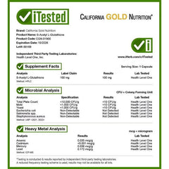 California Gold Nutrition S-Acetyl L-Glutathione 100 ملجم – مضاد للأكسدة وداعم للخلايا – 30 و 120 كبسولة نباتية