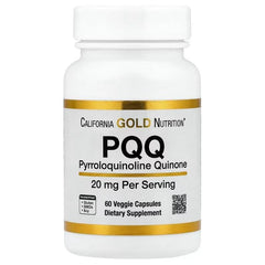 California Gold Nutrition PQQ 20 mg – Cellular Energy & Antioxidant Support – 60 Veggie Capsules