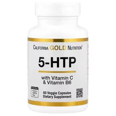 California Gold Nutrition 5-HTP with Vitamin B6 & Vitamin C – Mood & Wellness Support – 60 Veg Capsules