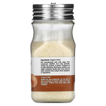 Organic onion powder jar back label view with dark lid