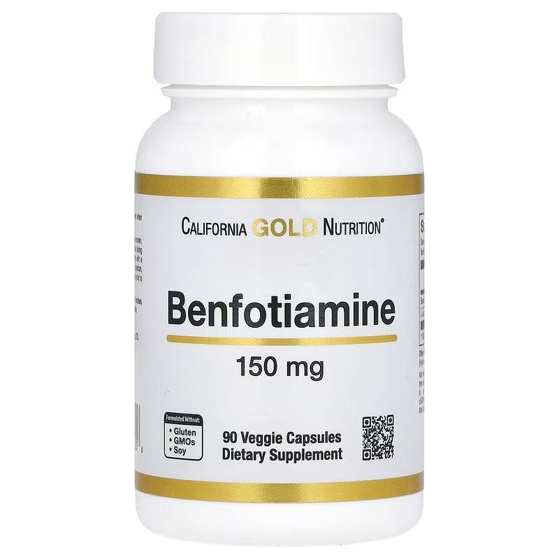 California Gold Nutrition Benfotiamine with L-Leucine 150 mg – Cellular & Wellness Support – 90 Veg Capsules