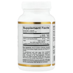 California Gold Nutrition Methyl Folate with Vitamin C 800 mcg – Daily Wellness Support – 120 Veggie Capsules