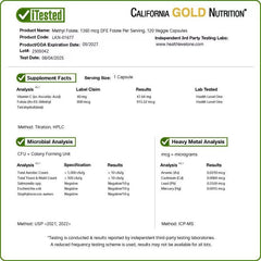 California Gold Nutrition Methyl Folate with Vitamin C 800 mcg – Daily Wellness Support – 120 Veggie Capsules