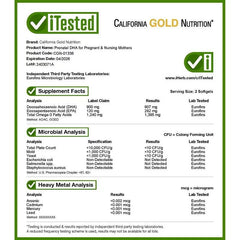 California Gold Nutrition Prenatal DHA – Omega-3 DHA, EPA & Choline – 60 Fish Gelatin Softgels