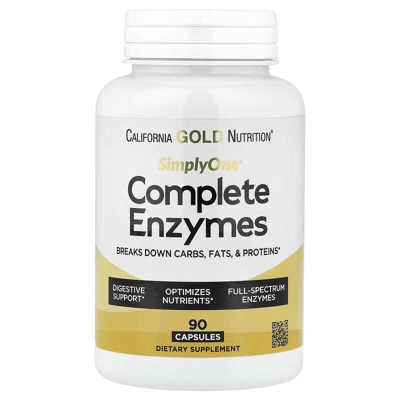 California Gold Nutrition SimplyOne® Complete Enzymes with Betaine HCl & Ox Bile – Digestive Support – 90 Capsules