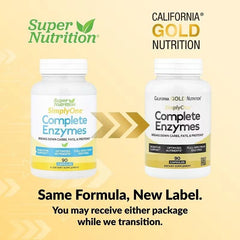 California Gold Nutrition SimplyOne® Complete Enzymes with Betaine HCl & Ox Bile – Digestive Support – 90 Capsules