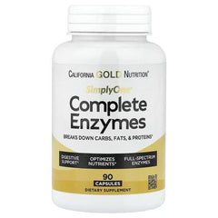 California Gold Nutrition SimplyOne® Complete Enzymes with Betaine HCl & Ox Bile – Digestive Support – 90 Capsules