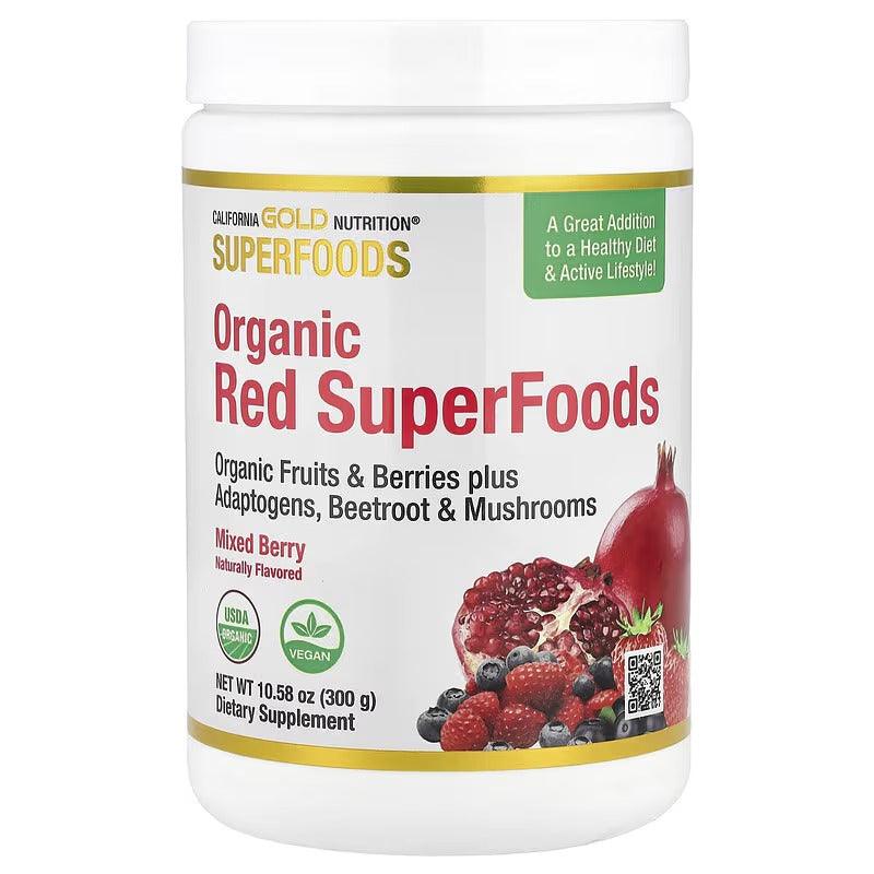 California Gold Nutrition Superfoods Organic Red Superfoods Powder – Mixed Berry – 300 g (10.58 oz)