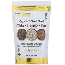 Organic 3-seed blend pouch labeled chia, hemp, flax