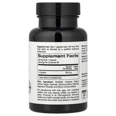 L-Cysteine supplement bottle back label with Supplement Facts panel