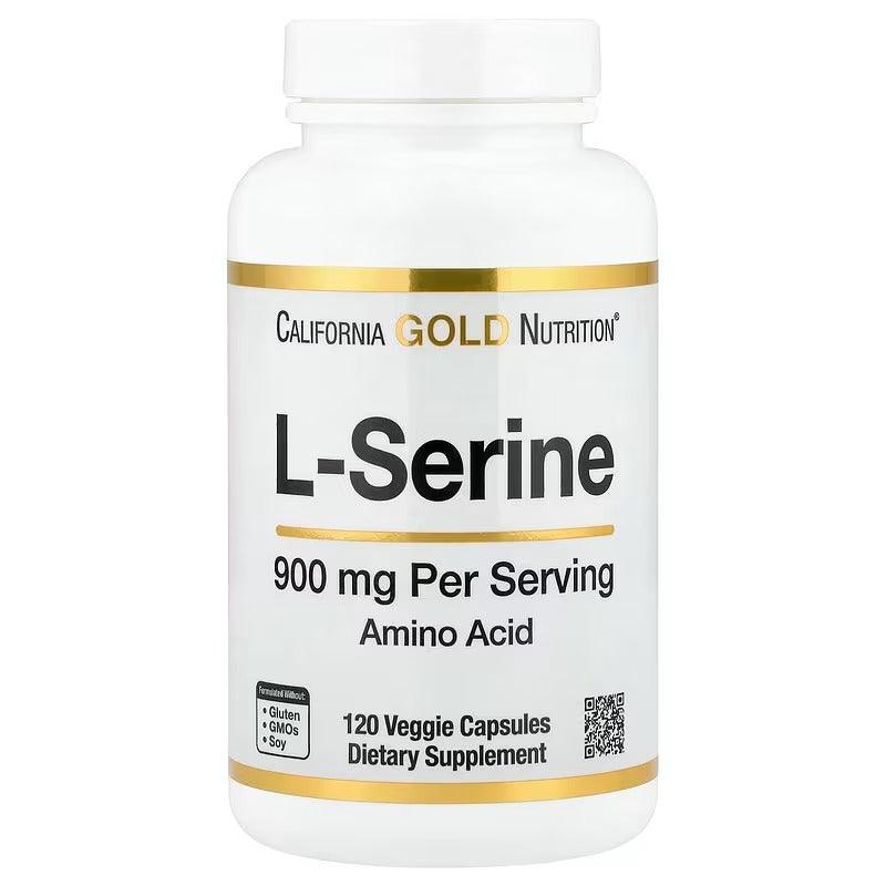 California Gold Nutrition L-Serine 900 mg – Amino Acid & Cognitive Support – 120 Veg Capsules