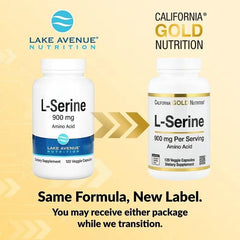 California Gold Nutrition L-Serine 900 mg – Amino Acid & Cognitive Support – 120 Veg Capsules