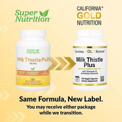 California Gold Nutrition Milk Thistle Plus with Turmeric & Artichoke – Liver Support – 120 Veggie Capsules