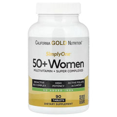 California Gold Nutrition SimplyOne® 50+ فيتامينات متعددة للنساء – خالية من الحديد – 90 قرصًا