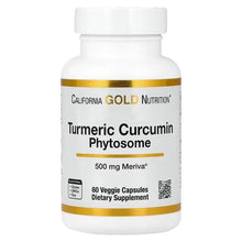Turmeric Curcumin Phytosome supplement bottle, California Gold Nutrition, 500 mg label