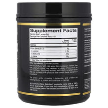 Instantized BCAA supplement facts panel on black tub with serving details