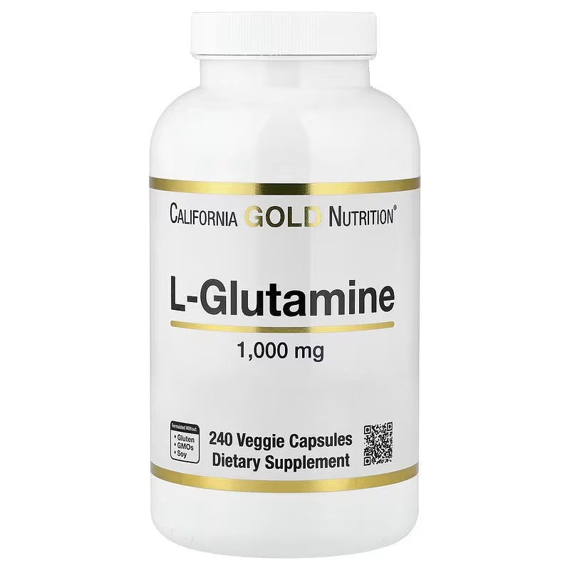 California Gold Nutrition L-Glutamine 1,000 mg – Amino Acid & Recovery Support – 240 Veggie Capsules