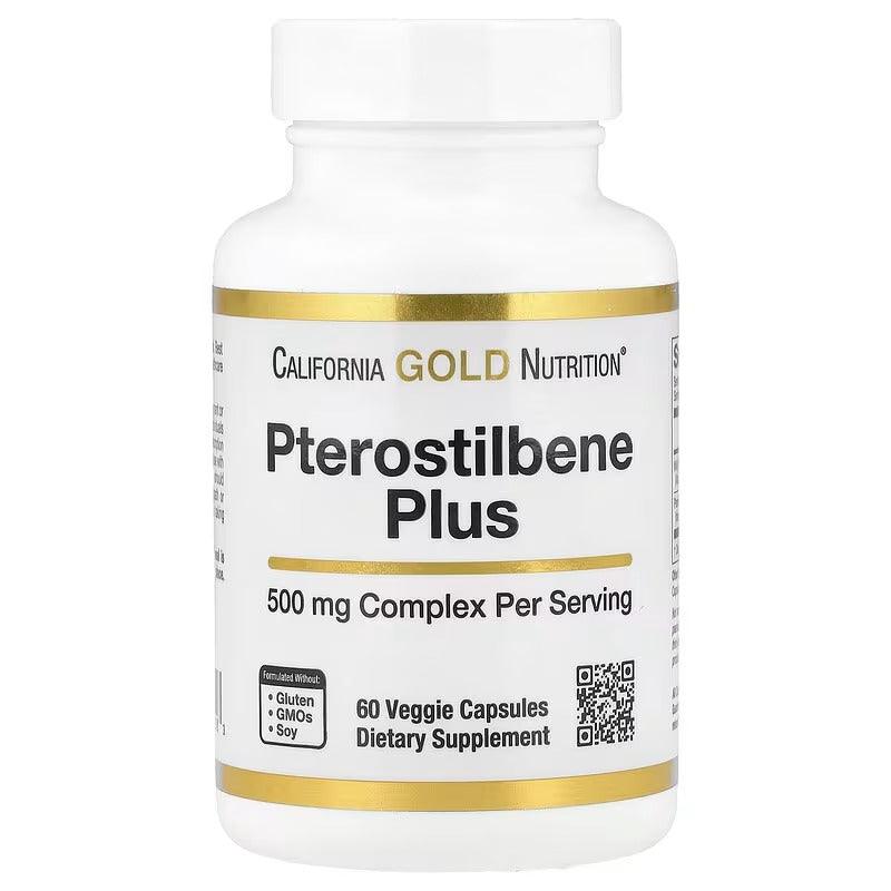 California Gold Nutrition بيتروستيلبين بلس مع التوت الأزرق البري - دعم مضاد للأكسدة - 60 كبسولة نباتية