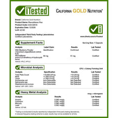 California Gold Nutrition بيتروستيلبين بلس مع التوت الأزرق البري - دعم مضاد للأكسدة - 60 كبسولة نباتية