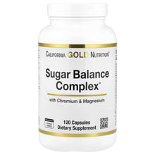 Sugar Balance Complex supplement bottle with gold-trimmed label and 120 capsules text