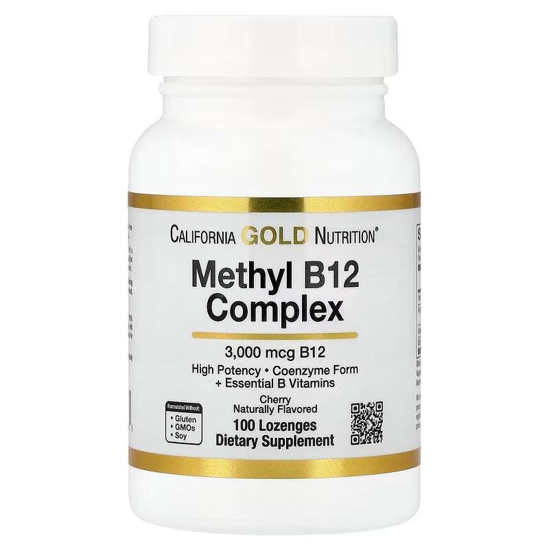 California Gold Nutrition Methyl B12 Complex – Cherry Flavor – 100 Lozenges