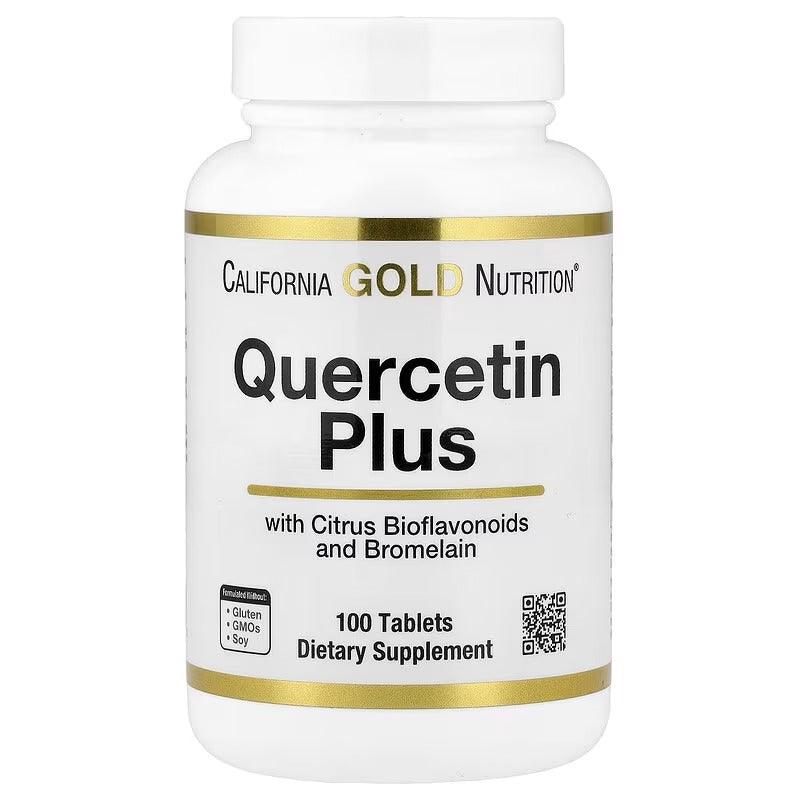 California Gold Nutrition Quercetin Plus – Quercetin, Vitamin C, Bioflavonoids, Bromelain & Turmeric – 100 Tablets