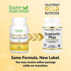 California Gold Nutrition Quercetin Plus – Quercetin, Vitamin C, Bioflavonoids, Bromelain & Turmeric – 100 Tablets