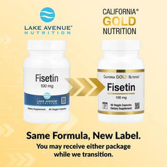 California Gold Nutrition Fisetin 100 mg – Antioxidant & Cellular Support – 90 Veg Capsules