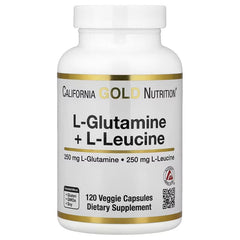California Gold Nutrition L-Glutamine + L-Leucine – Amino Acid & Muscle Support – 120 Veg Capsules