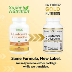 California Gold Nutrition L-Glutamine + L-Leucine – Amino Acid & Muscle Support – 120 Veg Capsules
