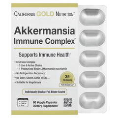 California Gold Nutrition Akkermansia + Probiotics Immune Complex – Gut & Immune Support – 60 Veggie Capsules
