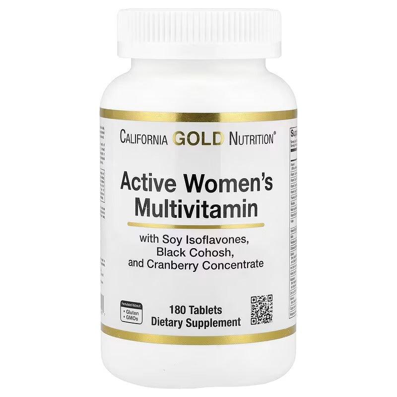 California Gold Nutrition Active Women’s Multivitamin – Black Cohosh, Soy Isoflavones & Cranberry – 180 Tablets
