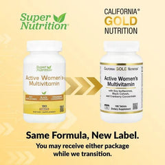 California Gold Nutrition Active Women’s Multivitamin – Black Cohosh, Soy Isoflavones & Cranberry – 180 Tablets