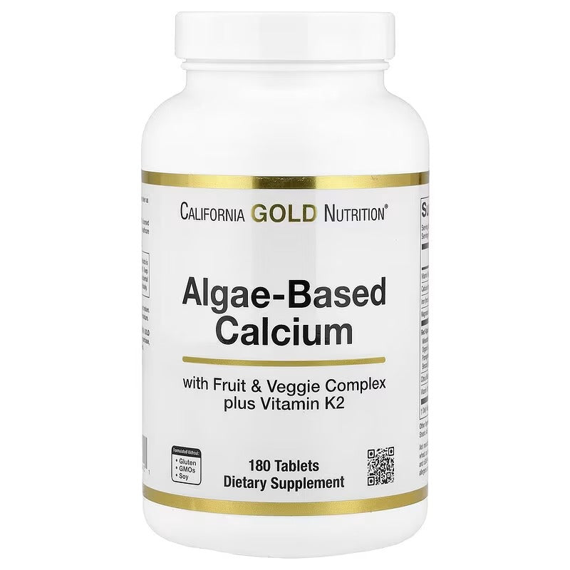 California Gold Nutrition Algae-Based Calcium – With Vitamin D3 & Magnesium – Berry Blend – 180 Tablets