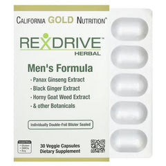California Gold Nutrition Rexdrive™ Men’s Herbal Performance Formula – 30 Veggie Capsules