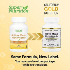 California Gold Nutrition فيتامينات متعددة للرجال النشطين – باناكس جينسنغ، ماكا، بالميتو منشاري وتريبولوس – 180 قرصًا