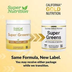California Gold Nutrition Super Greens – Spirulina, Chlorella, Kelp & Apple Pectin – 250 g