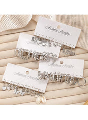 24-Piece Silver Hoop & Charm Earrings Set – Stylish Mixed Design Earrings Collection for Women