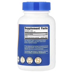 Chromium picolinate supplement bottle back label with Supplement Facts panel