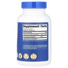Nutricost P-5-P vitamin B6 capsules bottle back with Supplement Facts panel