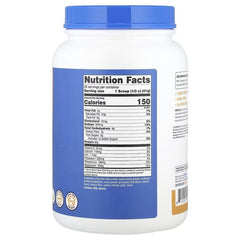 Nutricost grass-fed whey protein isolate powder tub, back Nutrition Facts panel