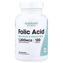 Nutricost Women Folic Acid with Biotin & Vitamin B12 Capsules – Daily Women's Wellness Support