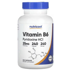 Nutricost Vitamin B6 (Pyridoxine HCl) 25mg – Vitamin B Supplement, 240 Capsules
