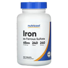 Nutricost iron supplement bottle with blue cap, 65mg tablets