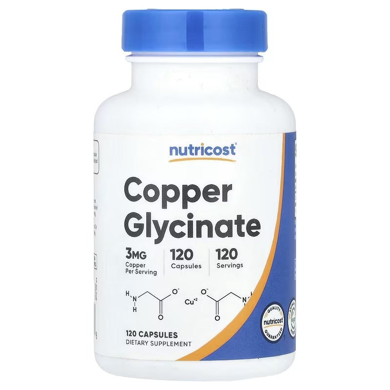 Nutricost Copper Glycinate 3mg – Mineral Supplement, 120 Capsules