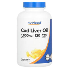 Nutricost زيت كبد سمك القد 1000 ملغ – مكمل أحماض أوميغا الدهنية، 120 كبسولة هلامية