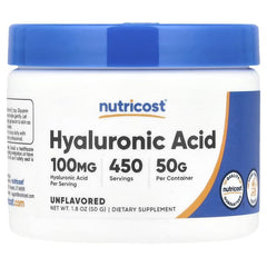 Nutricost Hyaluronic Acid Powder Unflavoured 50g (1.8 oz) – Premium Hyaluronic Acid Supplement